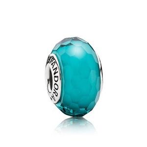 Retired Teal Faceted Murano Glass Pandora Charm